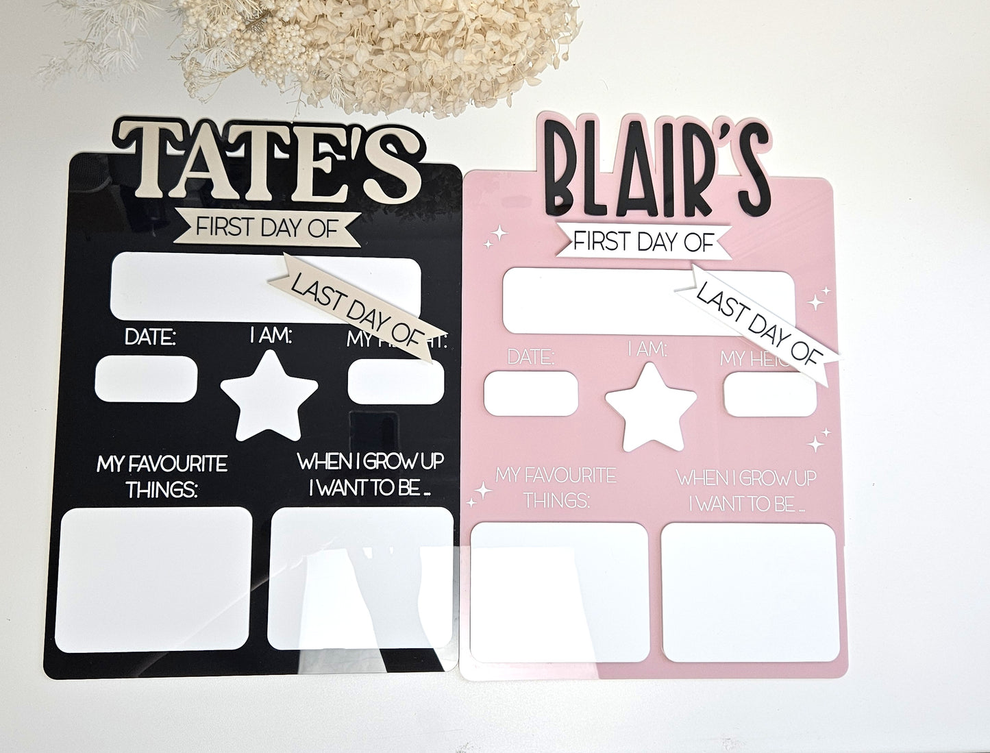 First day/ Last day interchangeable acrylic sign