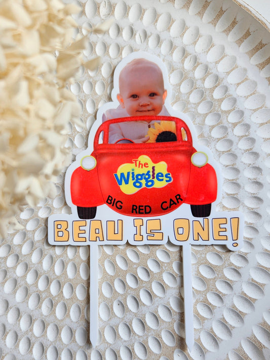 Big red car topper with photo face