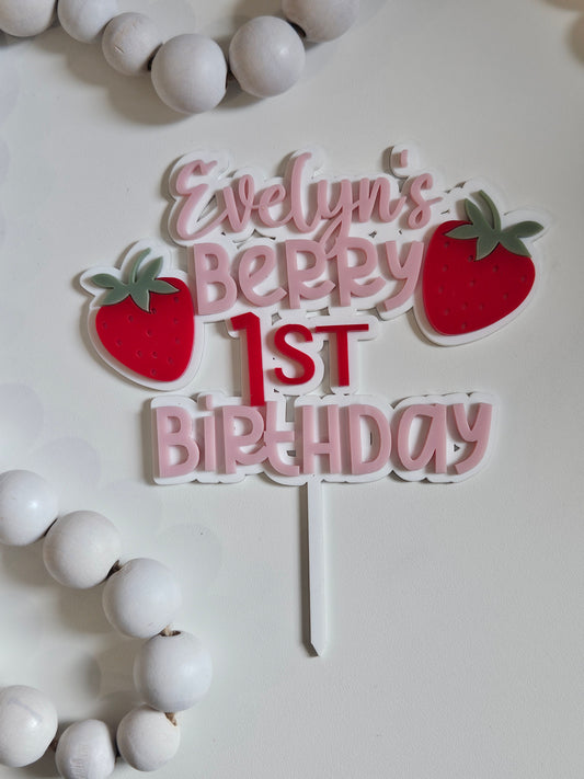 Berry first birthday Cake topper