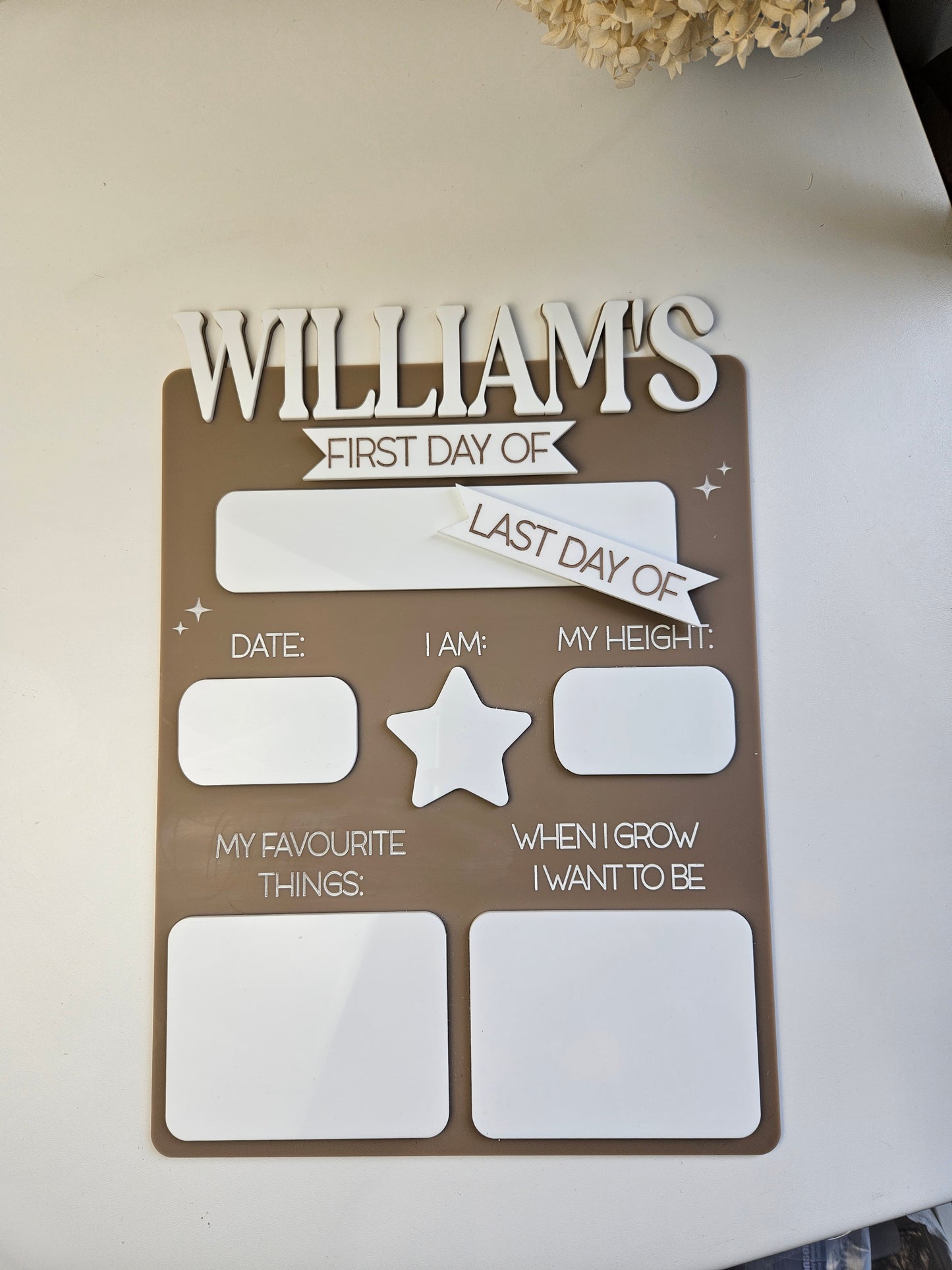 First day/ Last day interchangeable acrylic sign