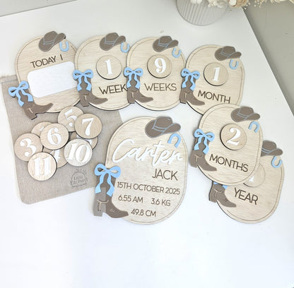 Western interchangeable milestone plaques bundle