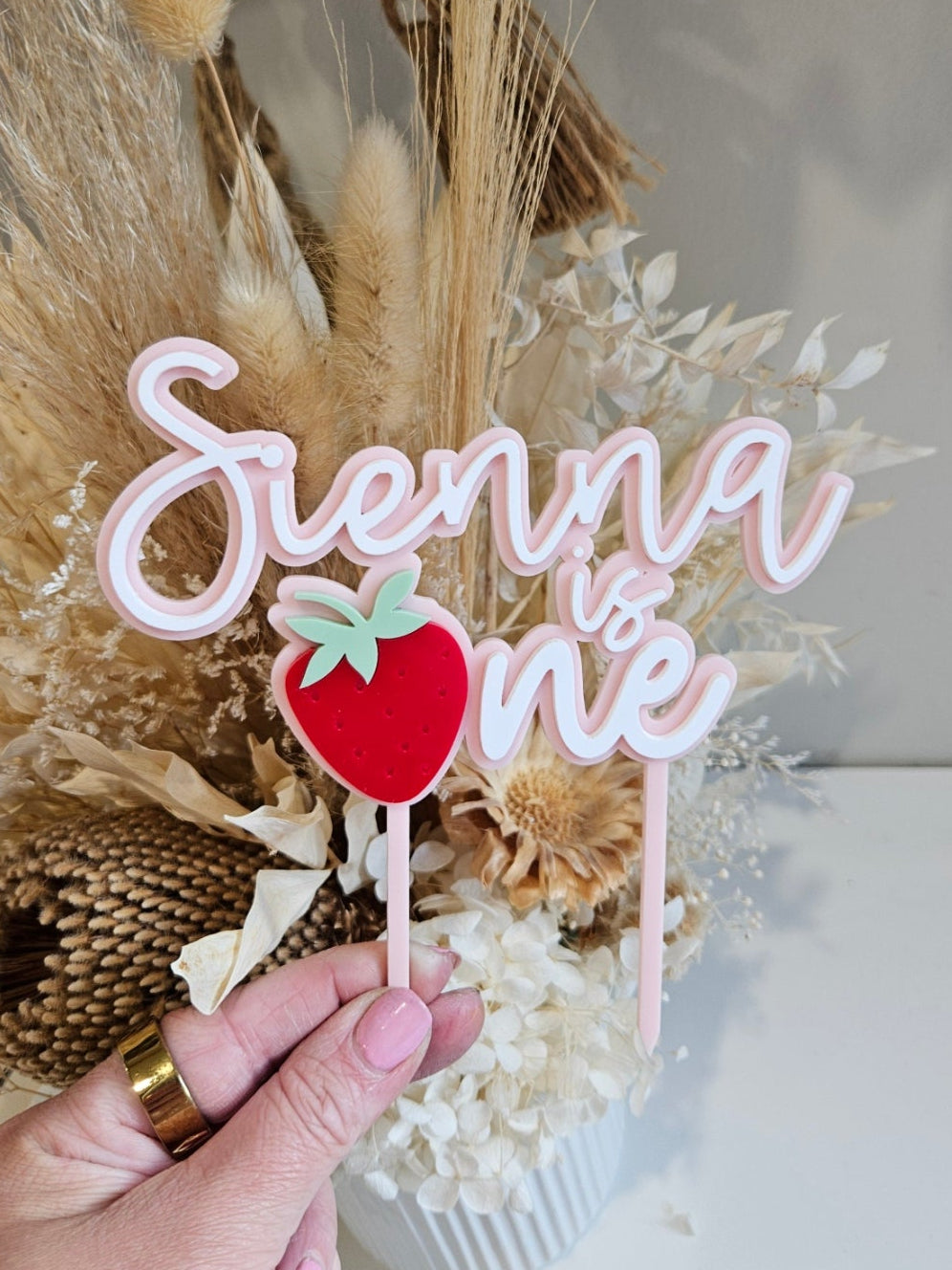 Strawberry ONE cake topper