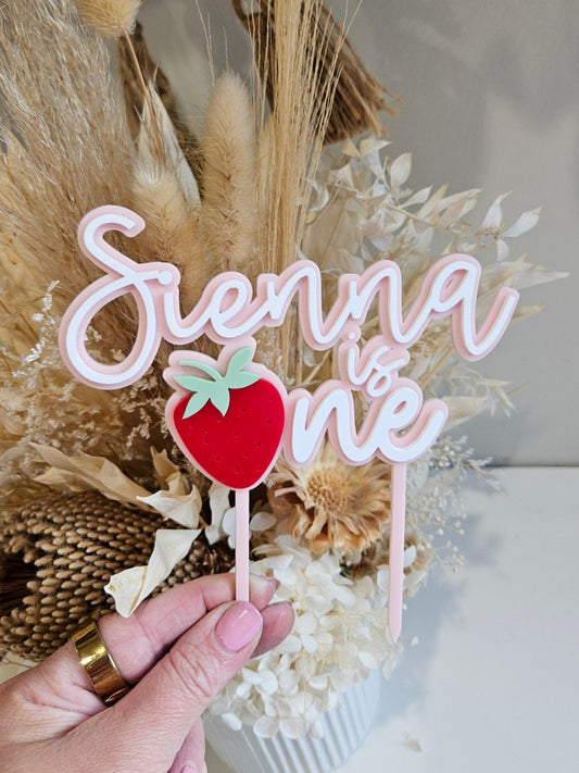 Strawberry ONE cake topper